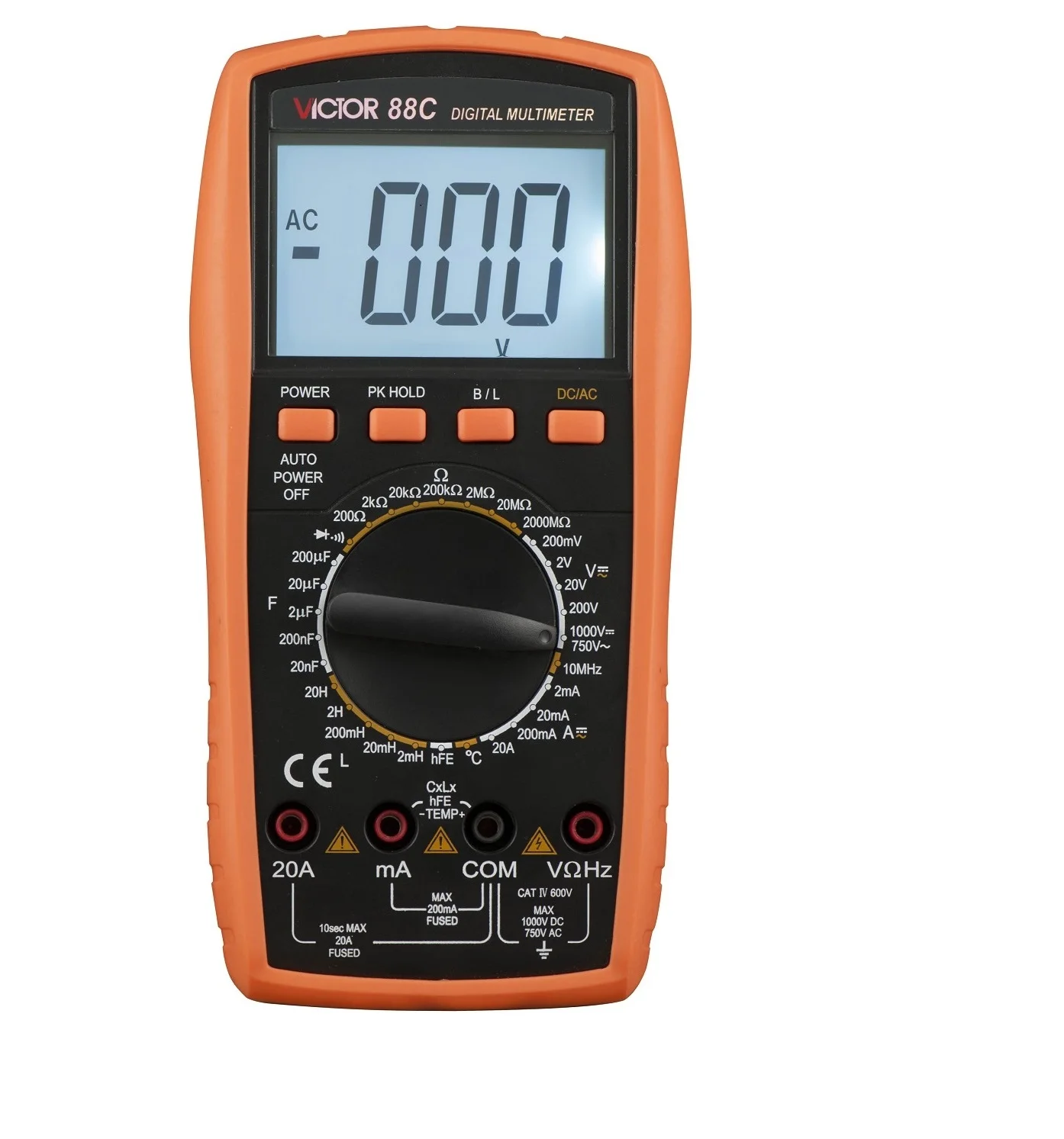 VICTOR 88C 3 1/2 1999 Counts Large LCD Display Smart Digital Multimeter With Backlight And Overload Protection