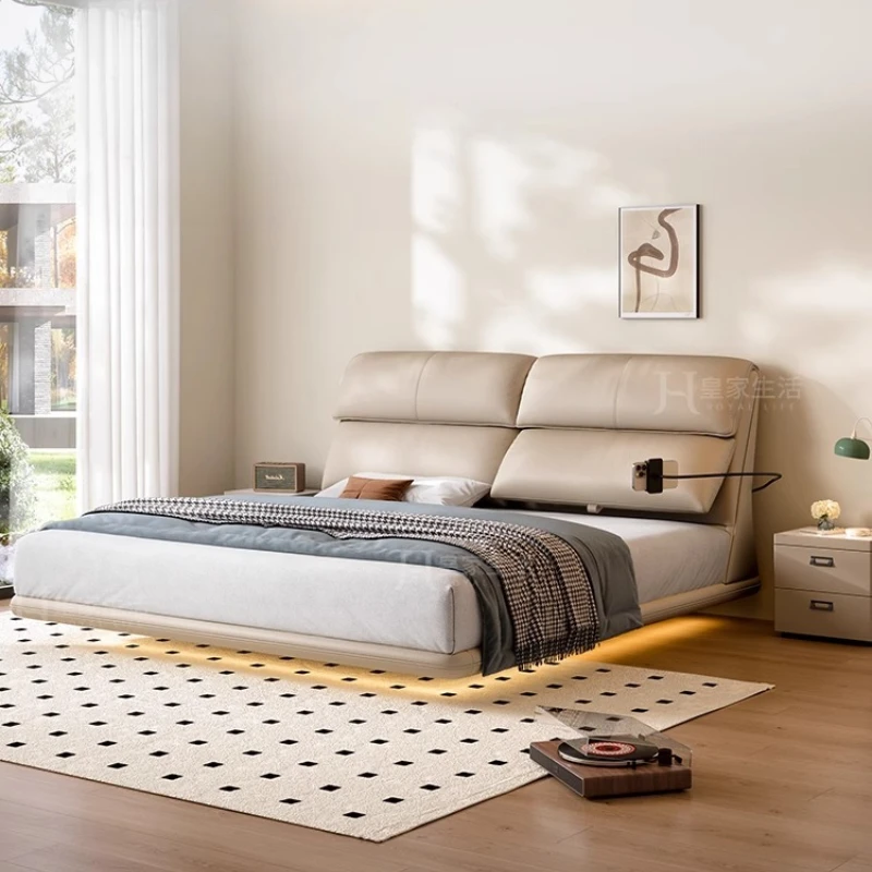 

Night Light Unique Bed Modern Minimalist Big Side Table French Bed Headboards Double Muebles Para El Hogar Home Furniture