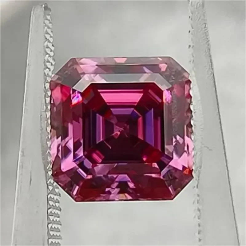 Муассанит, розовый цвет, огранка Asscher, усовершенствованный ювелирный материал, тестер бриллиантов для изготовления драгоценностей с сертификатом GRA