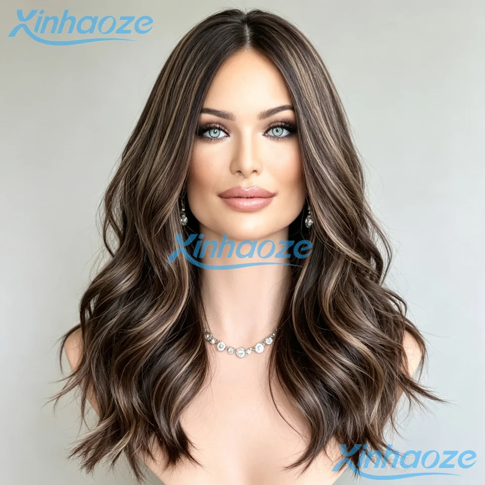 Pre Plucked 5x5 Silk Base Closure Wigs Dark Brown Balayage Highlight #4/6 Human Hair Body Wavy Glueless 13x4 Lace Front Wigs