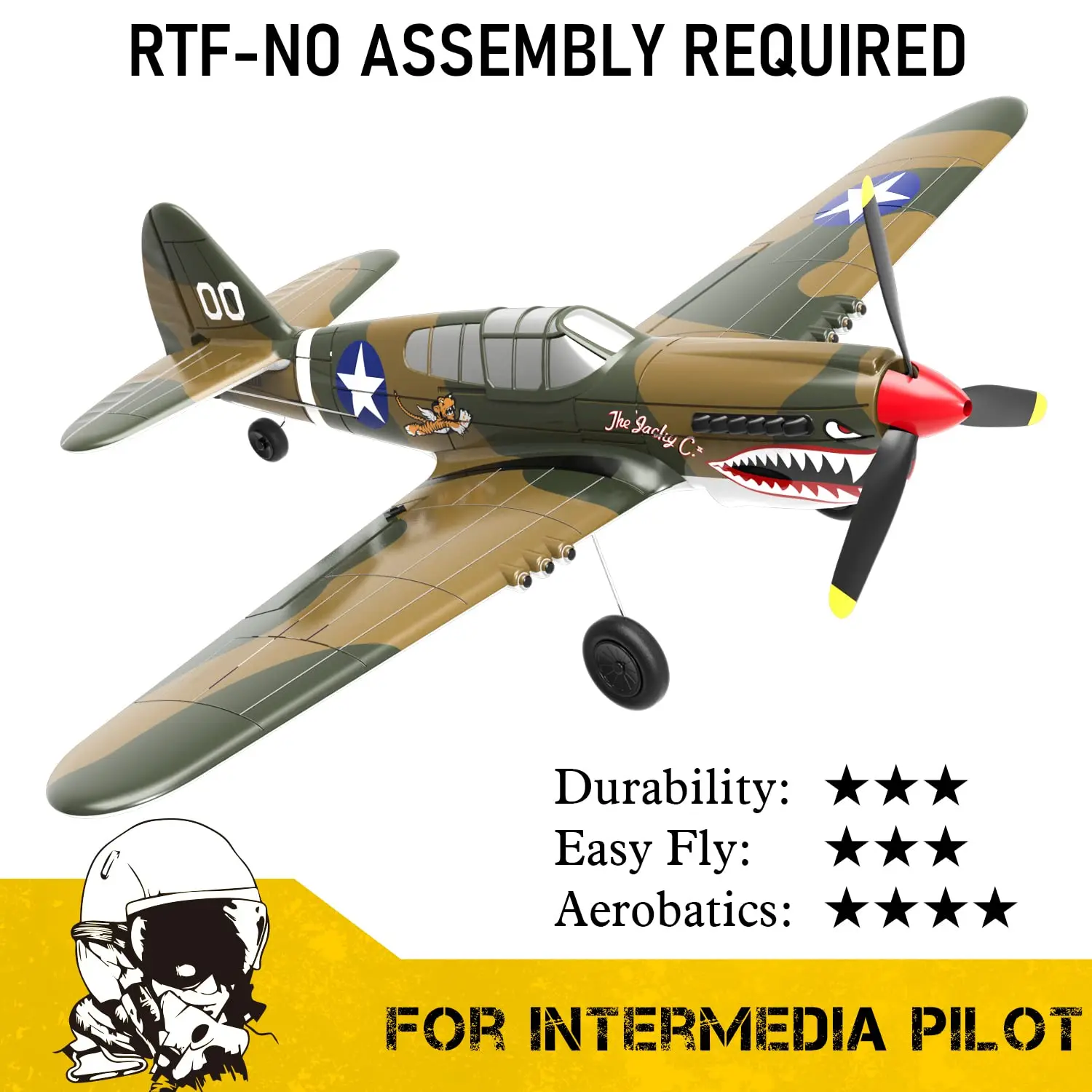 

P40 Fighter RC Airplane 2.4Ghz 4CH Remote Control Aircraft 761-13 Radio Controlled Plane for Beginners with One Key Aerobatic