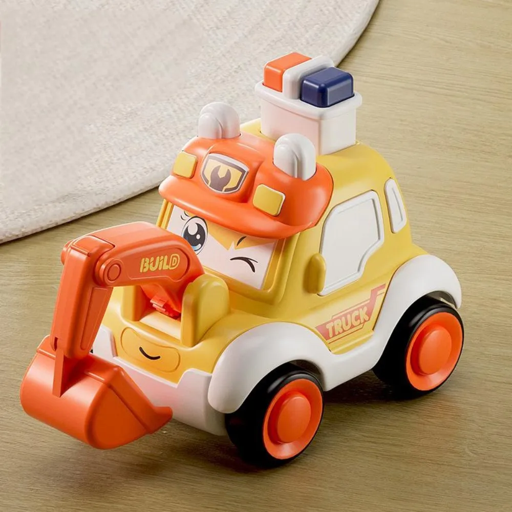 مجموعة ألعاب الأطفال الصغار من Baby Mini Press and Go تتضمن حفارة شاحنة إطفاء إسعاف - هدية للأطفال