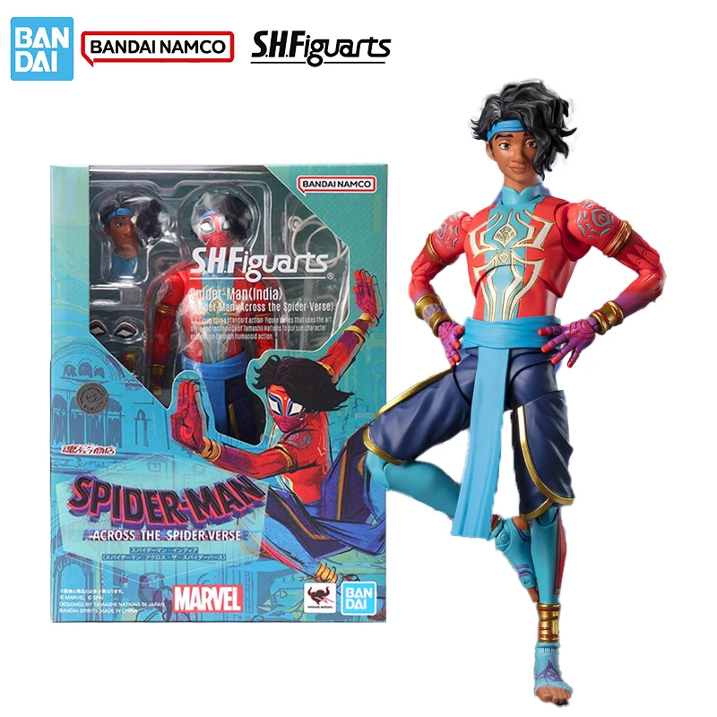 Bandai Original Genuine Figure Spider-Man：Across the Spider-Verse Model Kit SHF Spider Man India Collectible Model Decoration