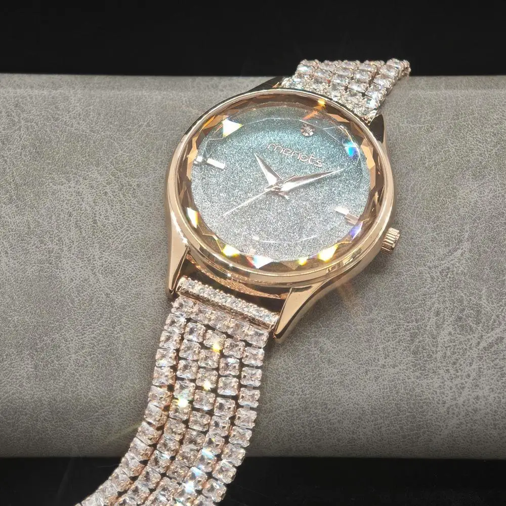 Fashion Shiny Watch For Women Elegant Diamond Jewelry Quartz Watches Girl Dress Rose Pink Wristwatch Ladies Girl Dropshipping