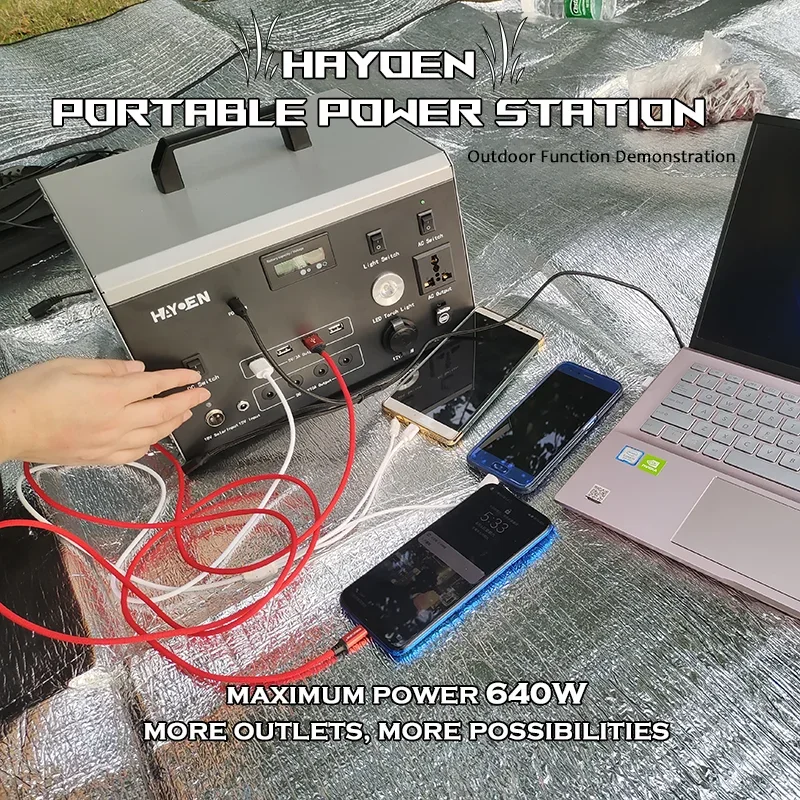 HAYOEN Solar Energy System 600W Energy Storage Battery Outdoor Portable Power Station 200000mAh
