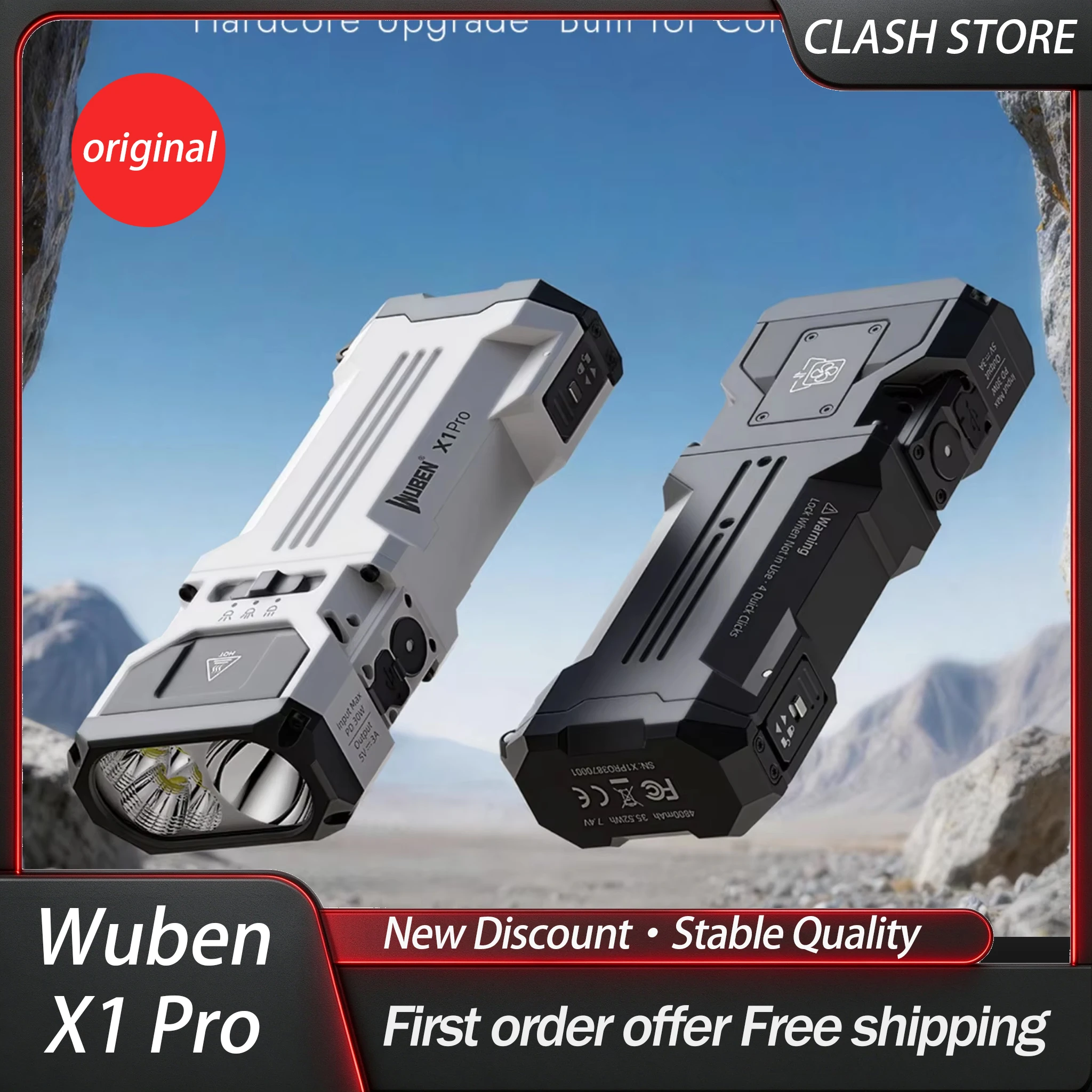 Wuben X1 Pro 12300 Lumens EDC Flashlight, 9600mAh Power Bank 30W Fast Charging, Flood/Throw Beam, IP65, Bike Mount Ready