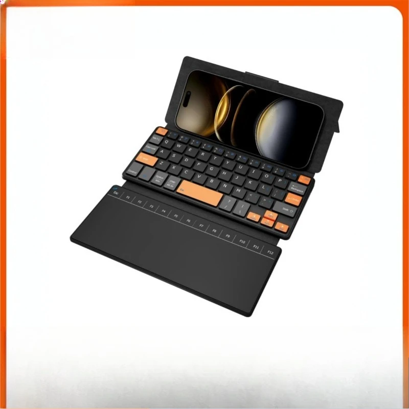 Dual bluetooth numerical control keypad foldable leather case holder mini keyboard office business trip portable keyboard