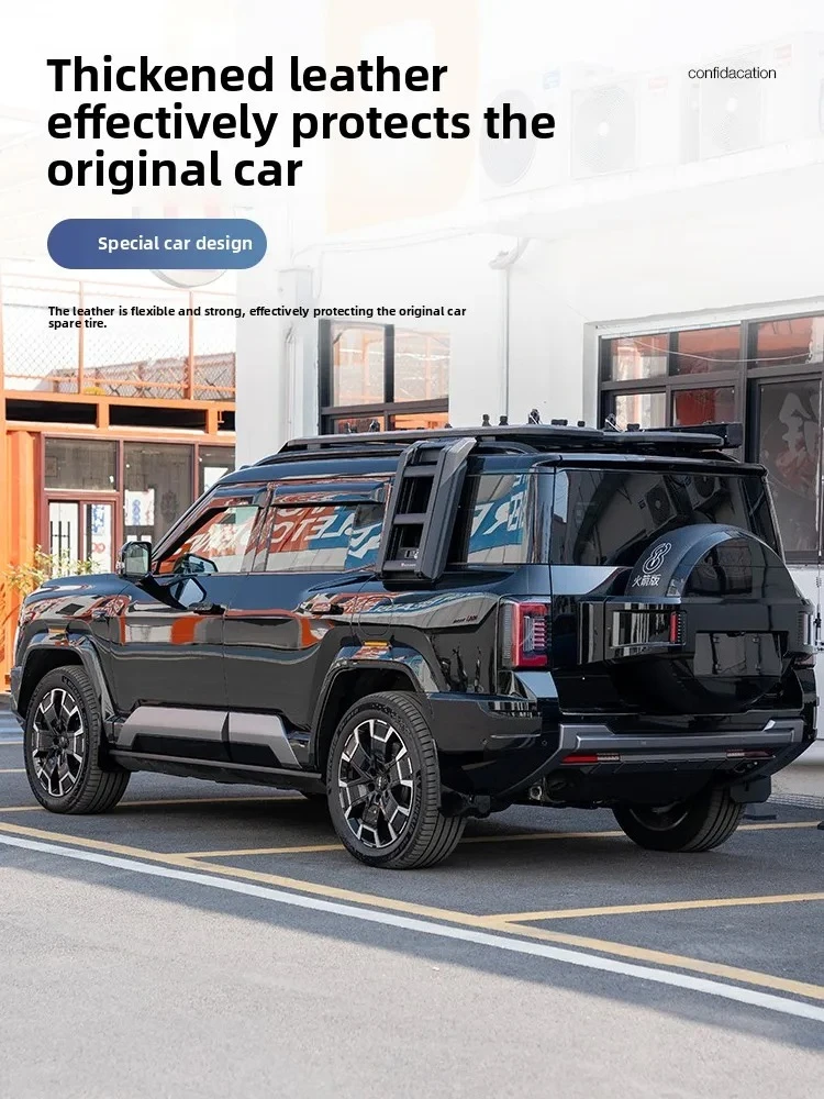ل BYD صيغة ليوبارد 8 2024 2025 سيارة غطاء الإطارات الاحتياطية الجلود الغبار واقية إطارات العجلات تخزين أكياس حامي الملحقات #5