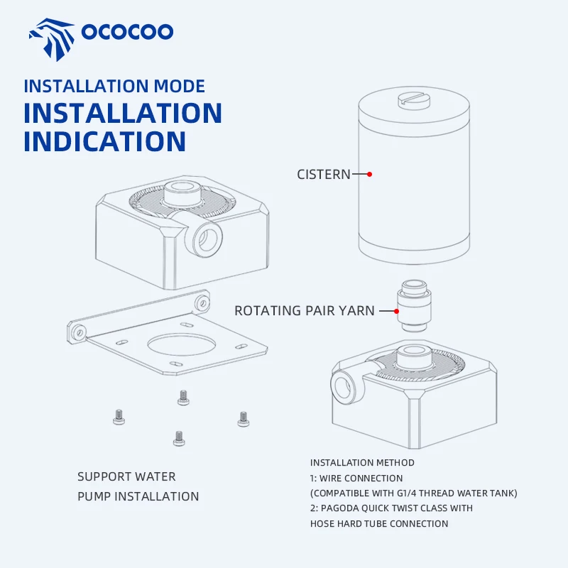 OCOCOO Liquid Cooling Pump Pc 24V Water Cooler  Mute Silent  Pc Parts High Flow Pc Watercooling Pump  PWM Temperature Regulation