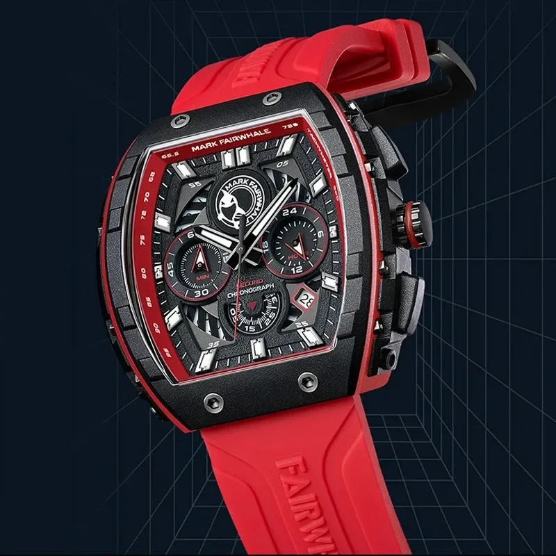 

Mark Fairwhale 5670, модные мужские кварцевые многофункциональные спортивные часы с силиконовым ремешком, календарь, хронограф, водонепроницаемые часы для мужчин