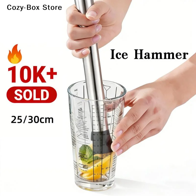 [ZY]Stainless Steel Ice Cocktail Crushed Cocktail Popsicle Mash Juice Stick Ice Hammer Bar Tool Lemon Hammer Press[ZY]