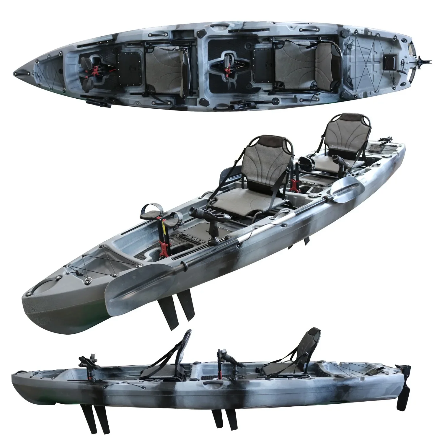 4.1m Maneuverability Security Two Person Cheap Fishing Pedal Kayak For Sale, Open Kayak,double seat FLAP pedal kayak