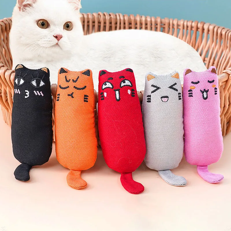 Cute Rustle Sound Catnip Toy for Kittens Thumb Pillow Plush Cat Toy for Teeth Grinding Pet Accessories