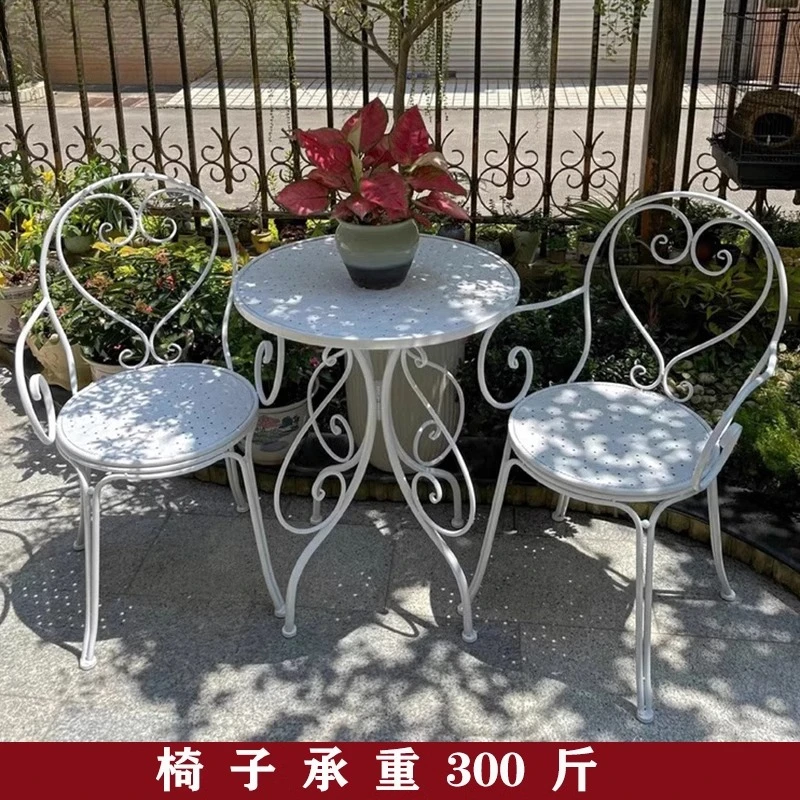

Table and chair three-piece garden wrought iron table and chair kit