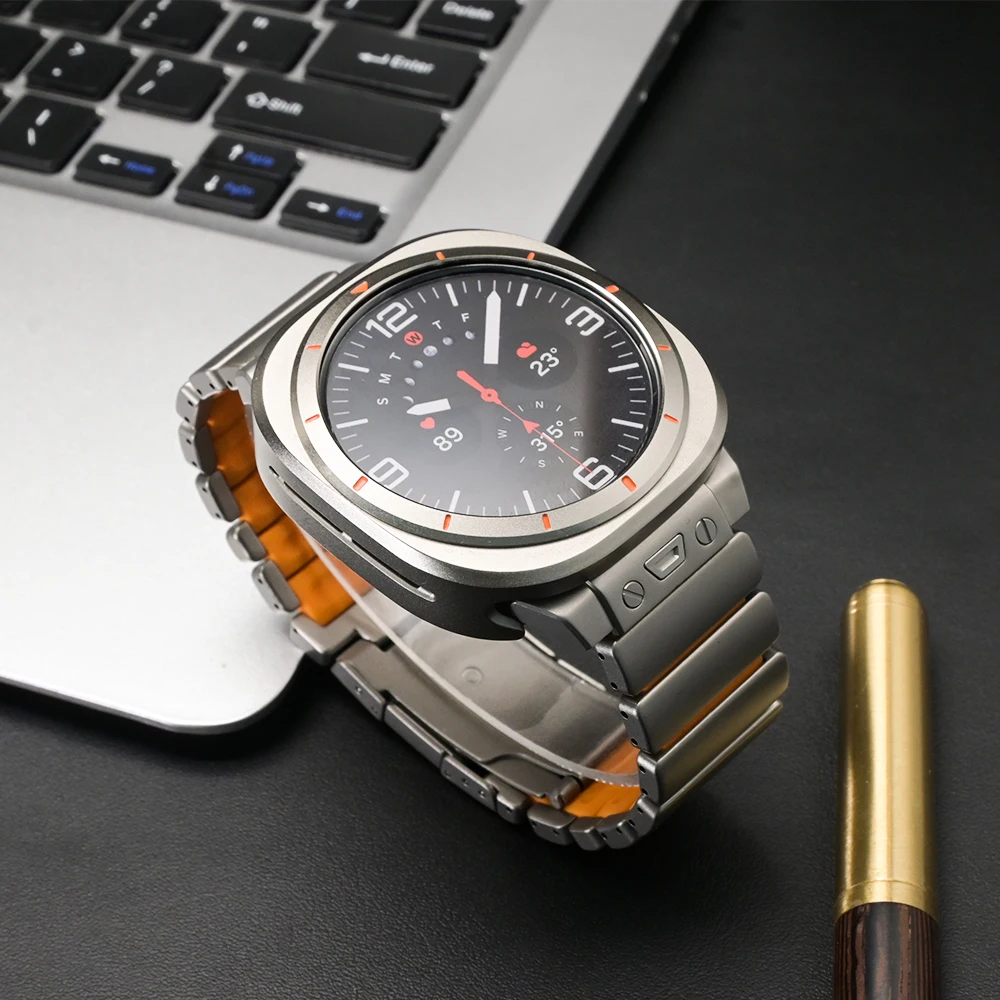 Titanium Watchband for Samsung Galaxy Watch Ultra2 2025 Luxury Metal Rubber Strap for Galaxy Watch Ultra 47mm 2024 Mans Bracelet