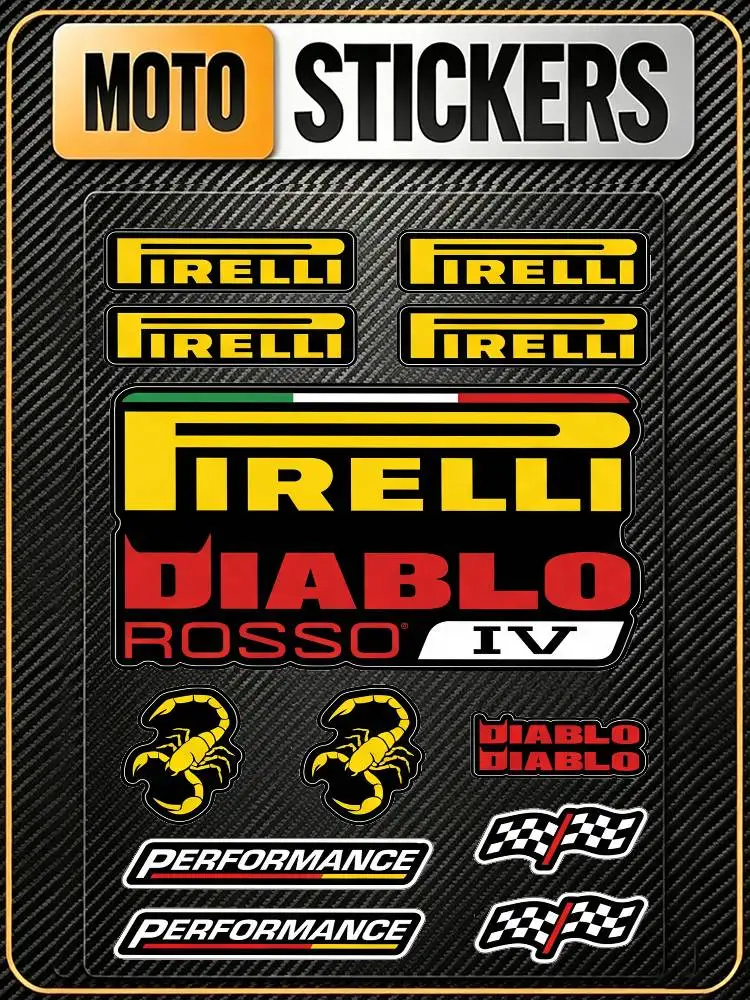 Pegatinas Reflectantes Impermeables de Larga Duración para PIRELLI Racing, para Cubrir Arañazos, Aptas para Motocicletas, Cascos, Refrigeradores, Vasos y Botellas