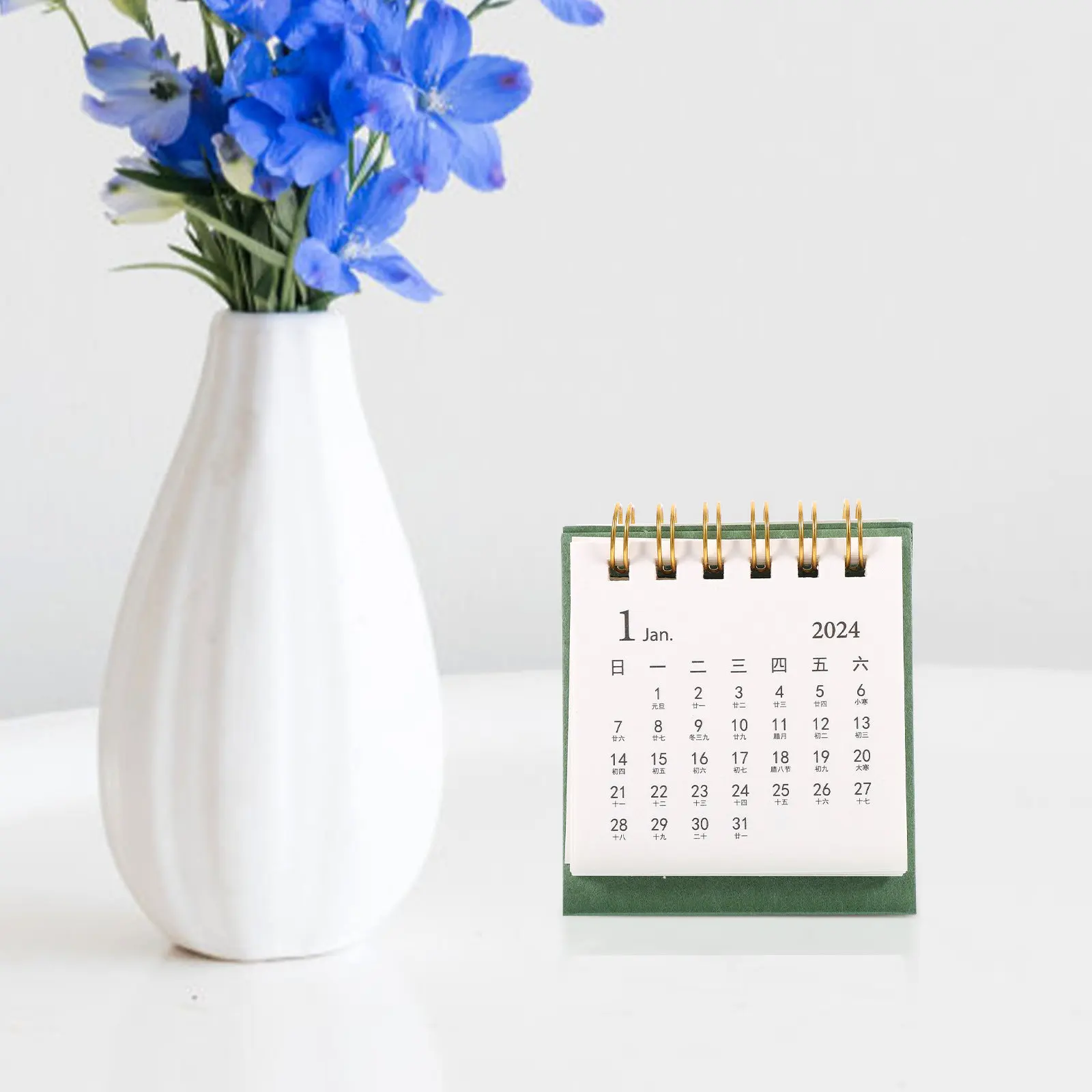 

Desktop Small Standing Calendar 2024 Two-Coil Design Monthly Desk Calendar Organizer Decorative Office Table Accessory