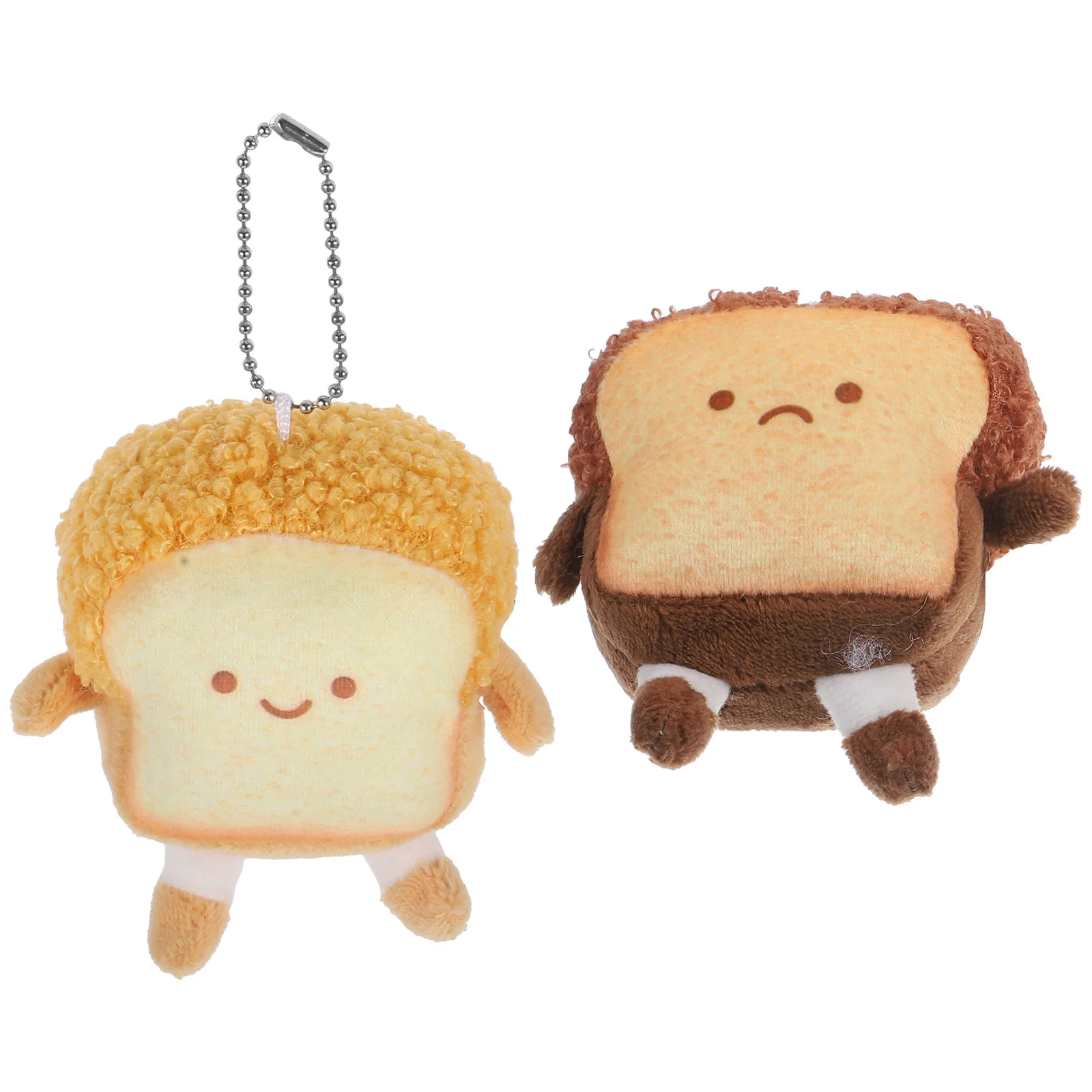 2 Pcs Cute Trinkets Key Chain Pendant Decor Stuffed Toast Plush Cartoon Keychain Pp Cotton Wallet