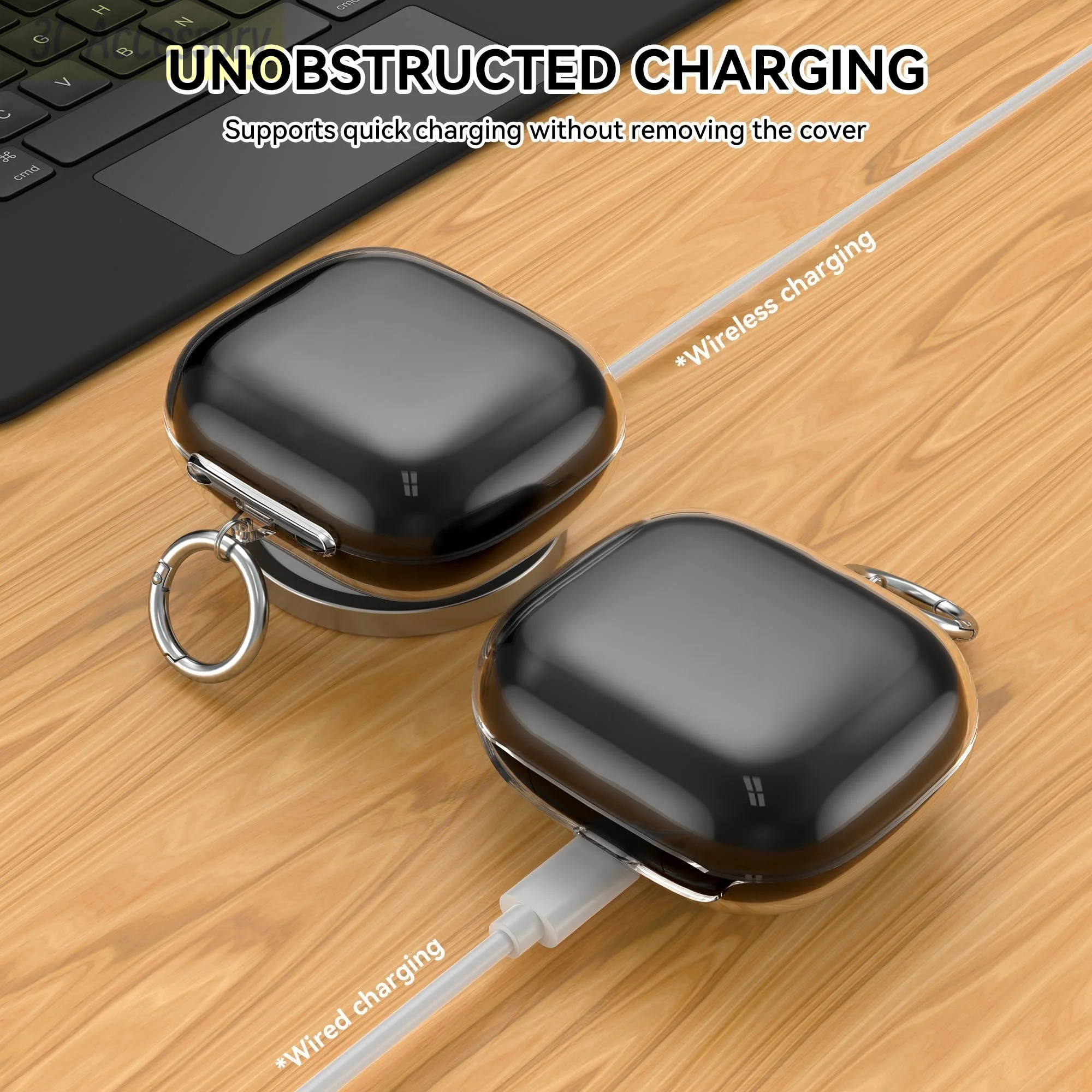 Capa para batidas powerbeats pro 2 com chaveiro capa protetora anti-perda e à prova de choque para 2025 novo powerbeats pro2 capa transparente