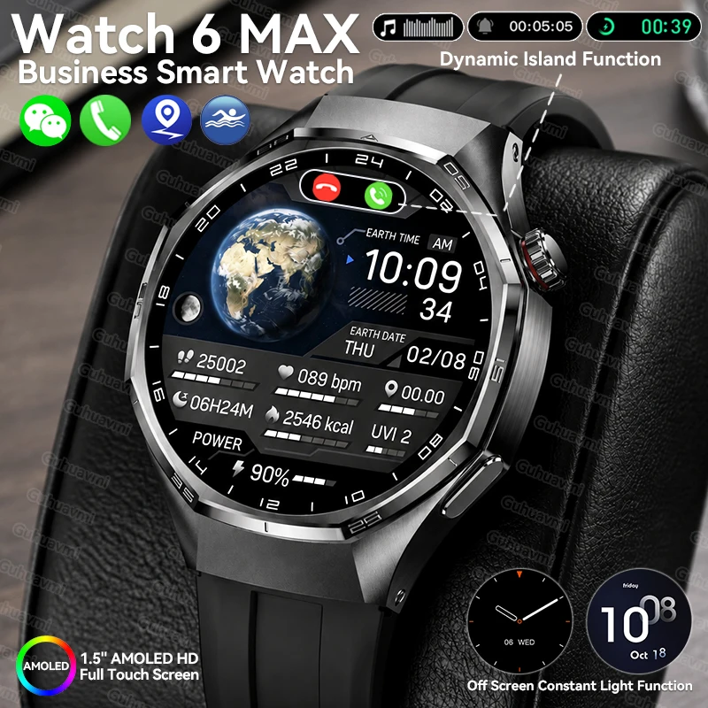 NEW Watch 6 MAX GPS Motion Trajectory Sports Smart Watch Dynamic Island Supreme Bluetooth Call Smart Watches man For Android ios