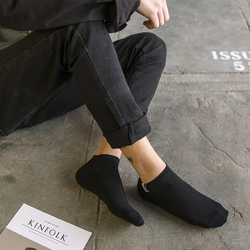 5 أزواج جوارب قارب رقيقة الصيف مزج لون عادي للرجال عارضة تنفس امتصاص العرق المعايرة