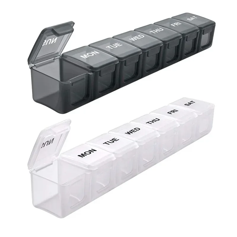 Portable Pill Box Cases with Large Grids, 7 Day A Week Organizer for Tablets, Vitamins and Medicine, Fish Oil Sub-packed