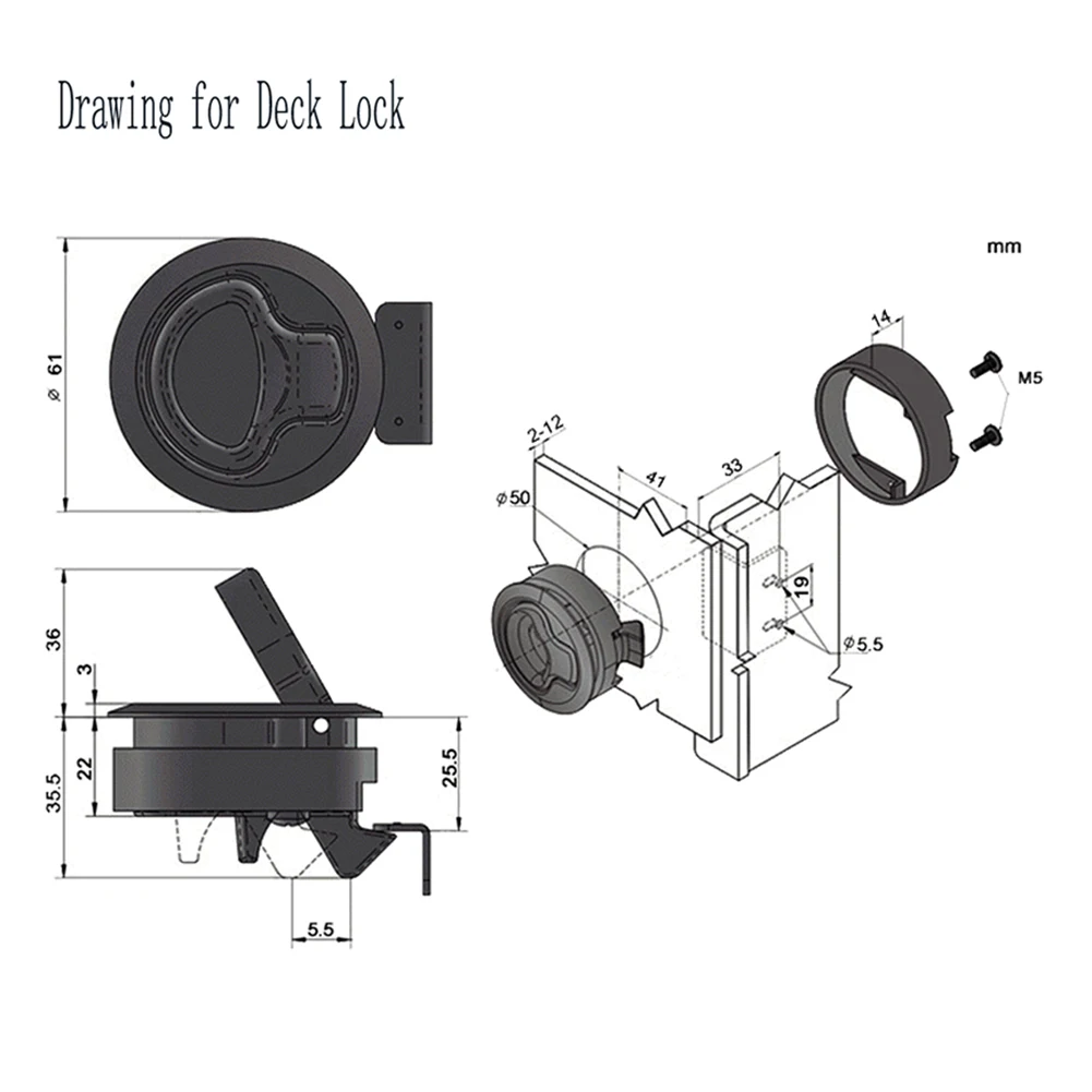 1/2/4/8/10Pcs Round Flush Pull Slam Latch for RV Boat Marine Deck Hatches Lift Pull Handle Non Key Marine Deck Locker