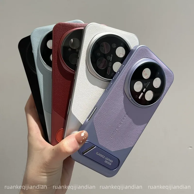 Etui na Honor Magic 8 7 6 Pro, proste, z podpórką, wzór ze skóry PU, galwanizowane, twarda obudowa PC, pyłoszczelna, antypoślizgowa, z bumperem. — zdjęcie produktu 6