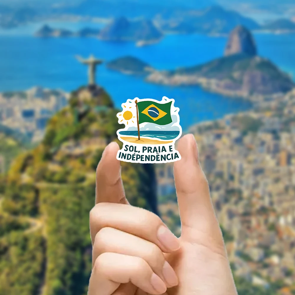 54 قطعة من ملصقات الفينيل الثقافية الملونة للليوم الوطني في البرازيل، ملصقات الكمبيوتر المحمول والمجلة، ديكور احتفالي للفخر بنفسك