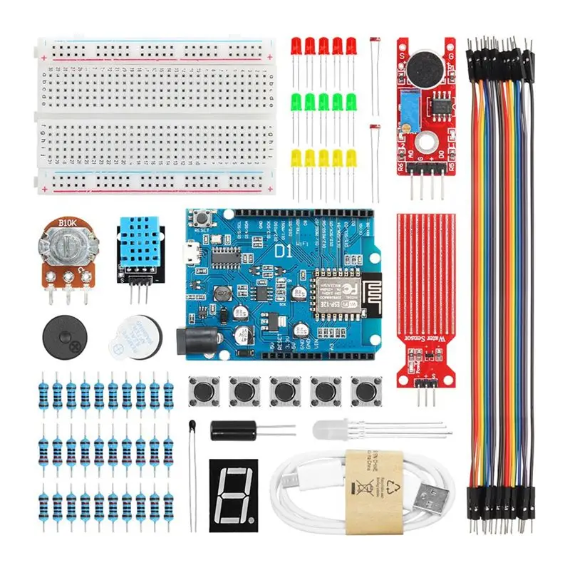

ABKN-Basic Starter Kit For Arduino Programming D1ESP8266 Wifi R3 Component DIY Electronics Kit Educational Complete Set