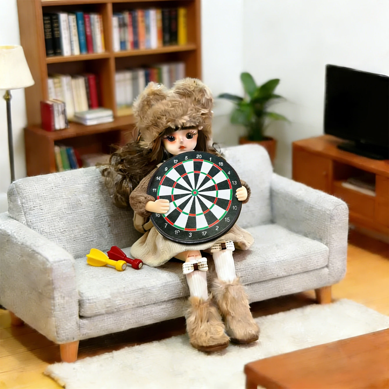 3-teiliges Miniatur-Dartboard-Modell, Puppenhaus-Szenenzubehör, Kreative Schreibtischdekoration
