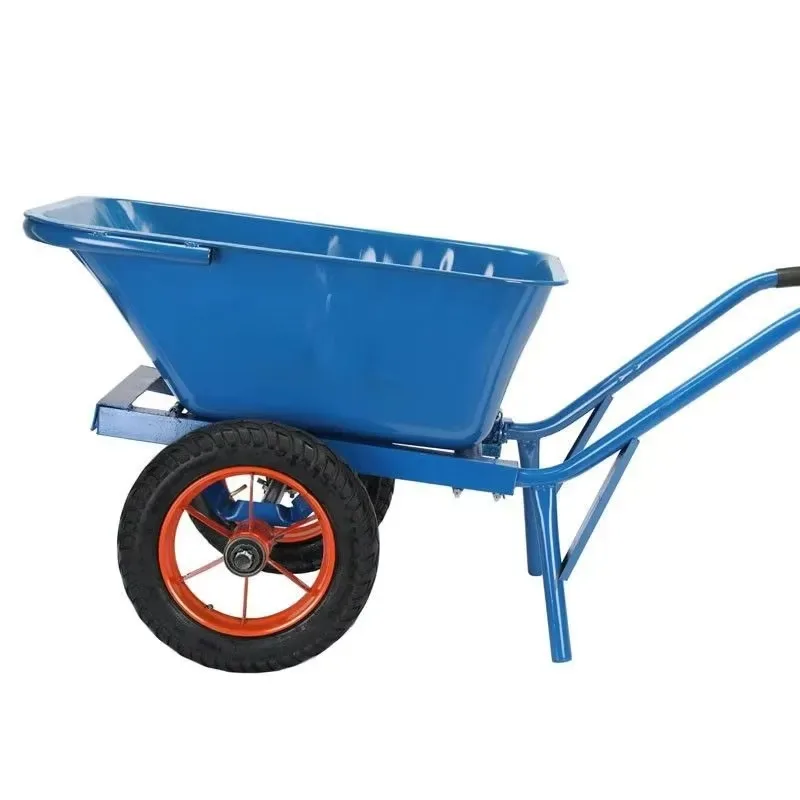 2 Wheel Metal Industrial Trolley for Soil Fertilizer Transport Home Building Farm Garden Use