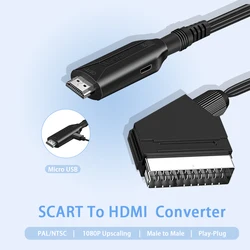 1080P SCART To HDMI-compatible Video Audio Converter AV Signal Adapter Receiver For HDTV Sky Box STB TV DVD