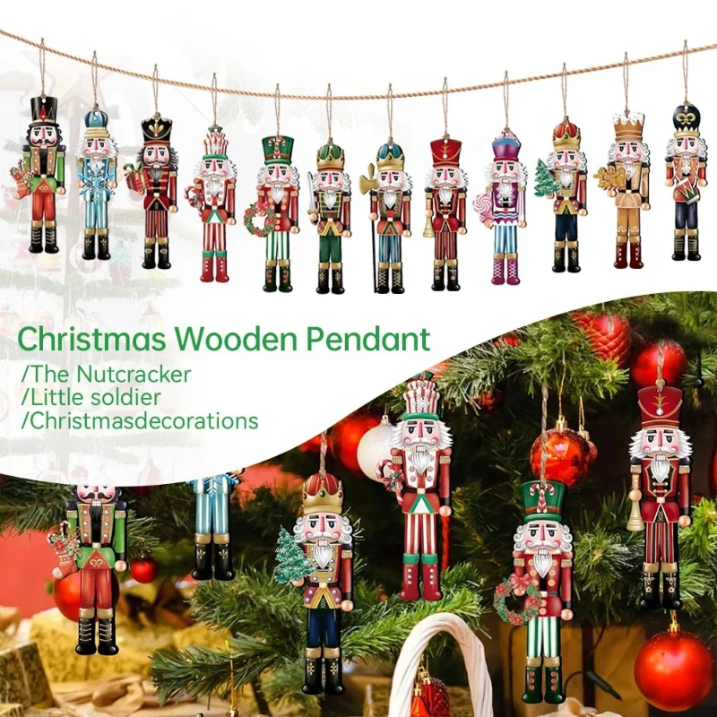 Navidad New Year Home Decoration, Christmas Nutcracker Soldier Pendant Wooden Nutcracker Puppet