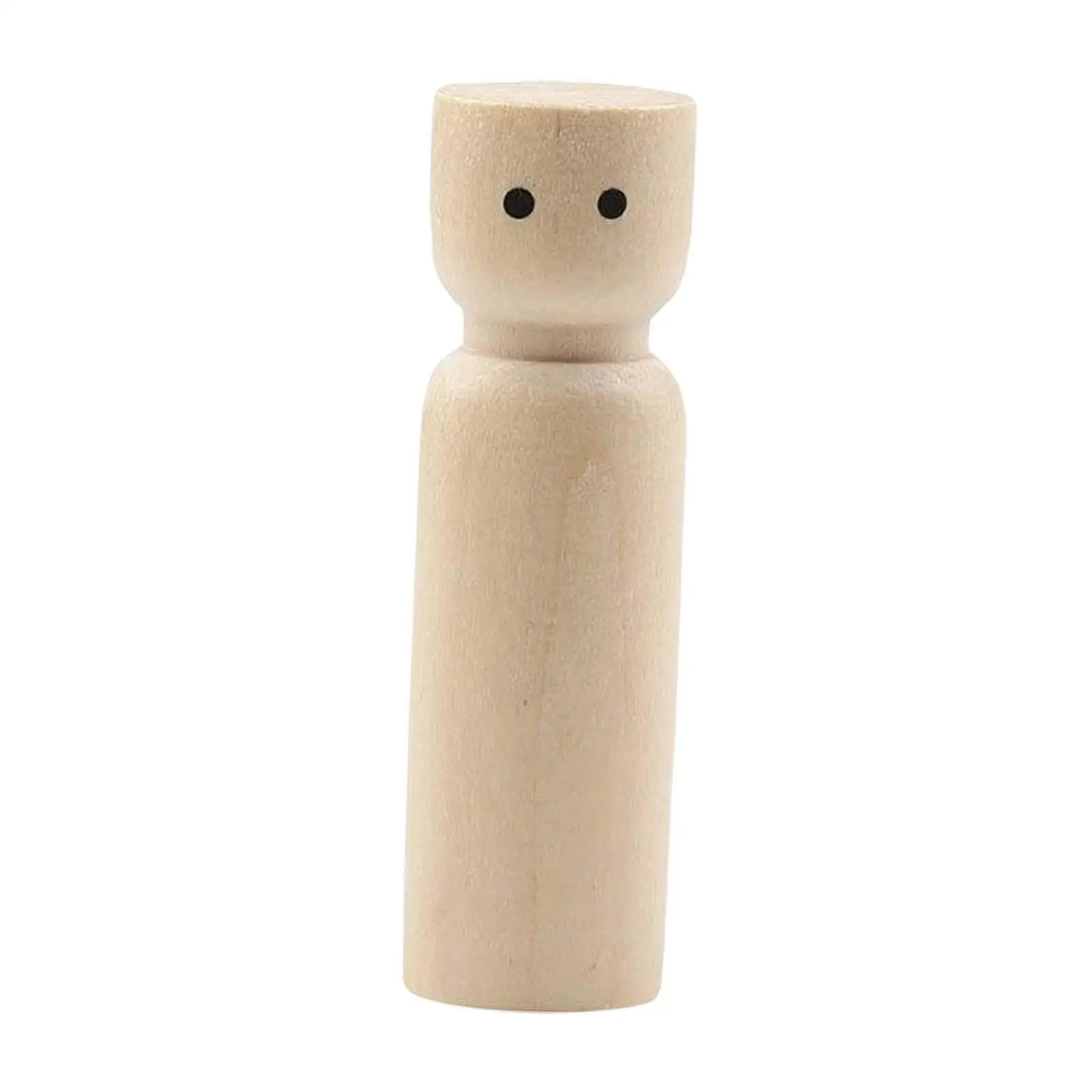 2xfiguras de madera de superficie lisa, muñeca de clavija de madera en blanco para decoración de escritorio, vacaciones