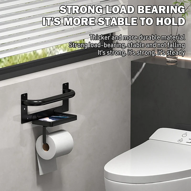 Grab Bars for Bathtubs and Showers with Toilet Paper Holder, Assistance Handle with Toilet Roll Holder-ABPX