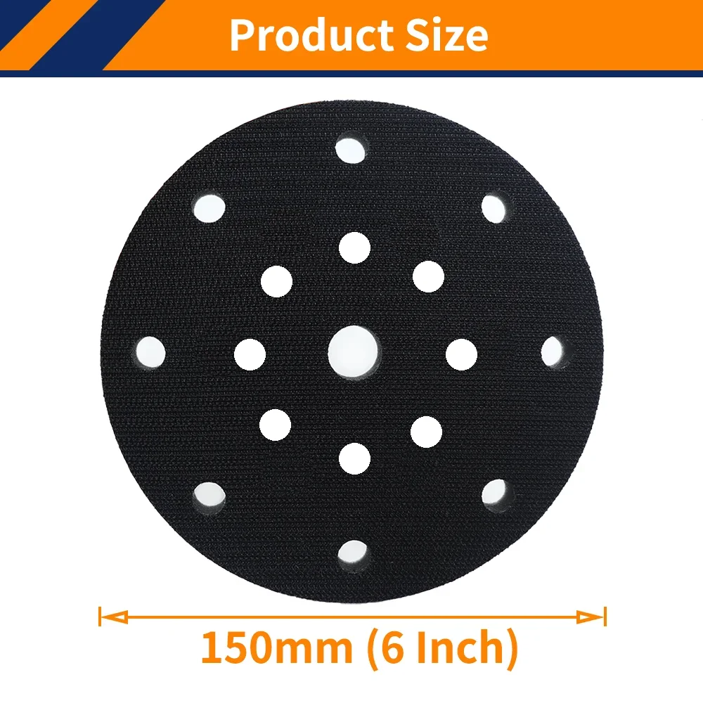 3PCS 6 Inch 17 Hole Interface Pad,150mm Hook and Loop Soft Density Sponge Cushion Buffer Backing Pad for 6 Inch Orbital Sander