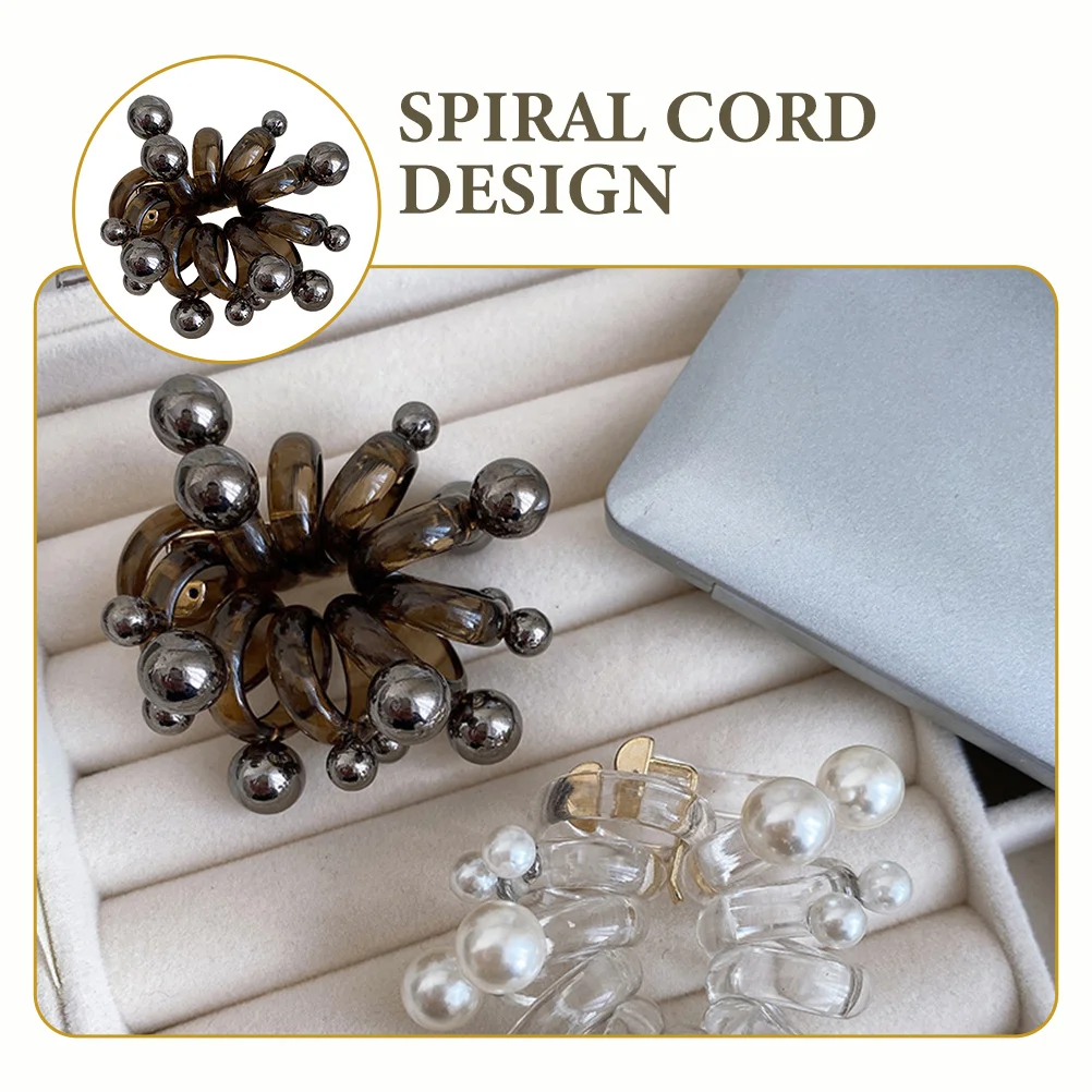 

Beaded Ties Spiral Elastic Ponytail Holder for Women High Elasticity Scrunchies Bulk Pack No Crease Hair for Thin