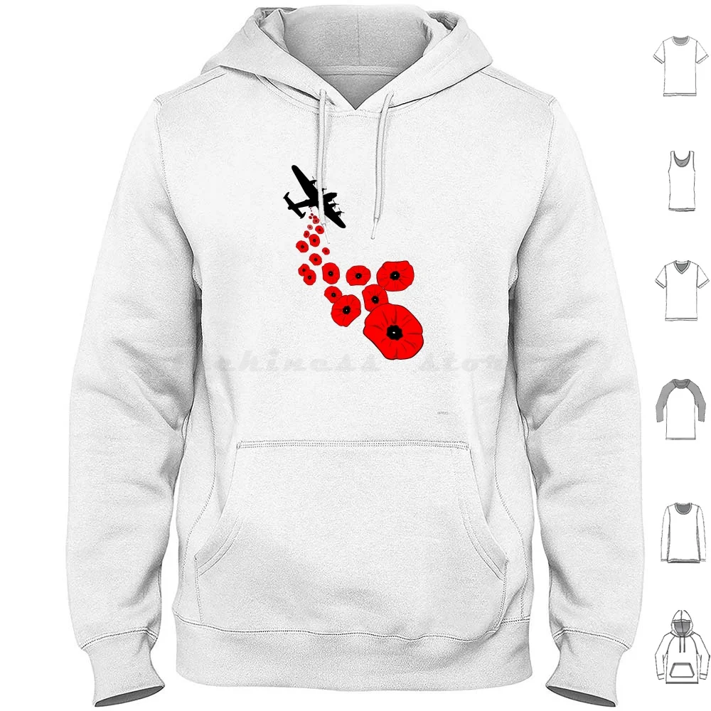 Never Forgotten Hoodies Long Sleeve Avro Lancaster Rememberance Poppy Red Poppy Never Forget Military Poppy Poppy Day