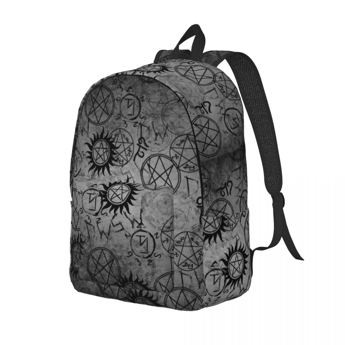 Supernatural Grey Fashion Backpack Lightweight Student Business Daypack for Men Women College Canvas Bags