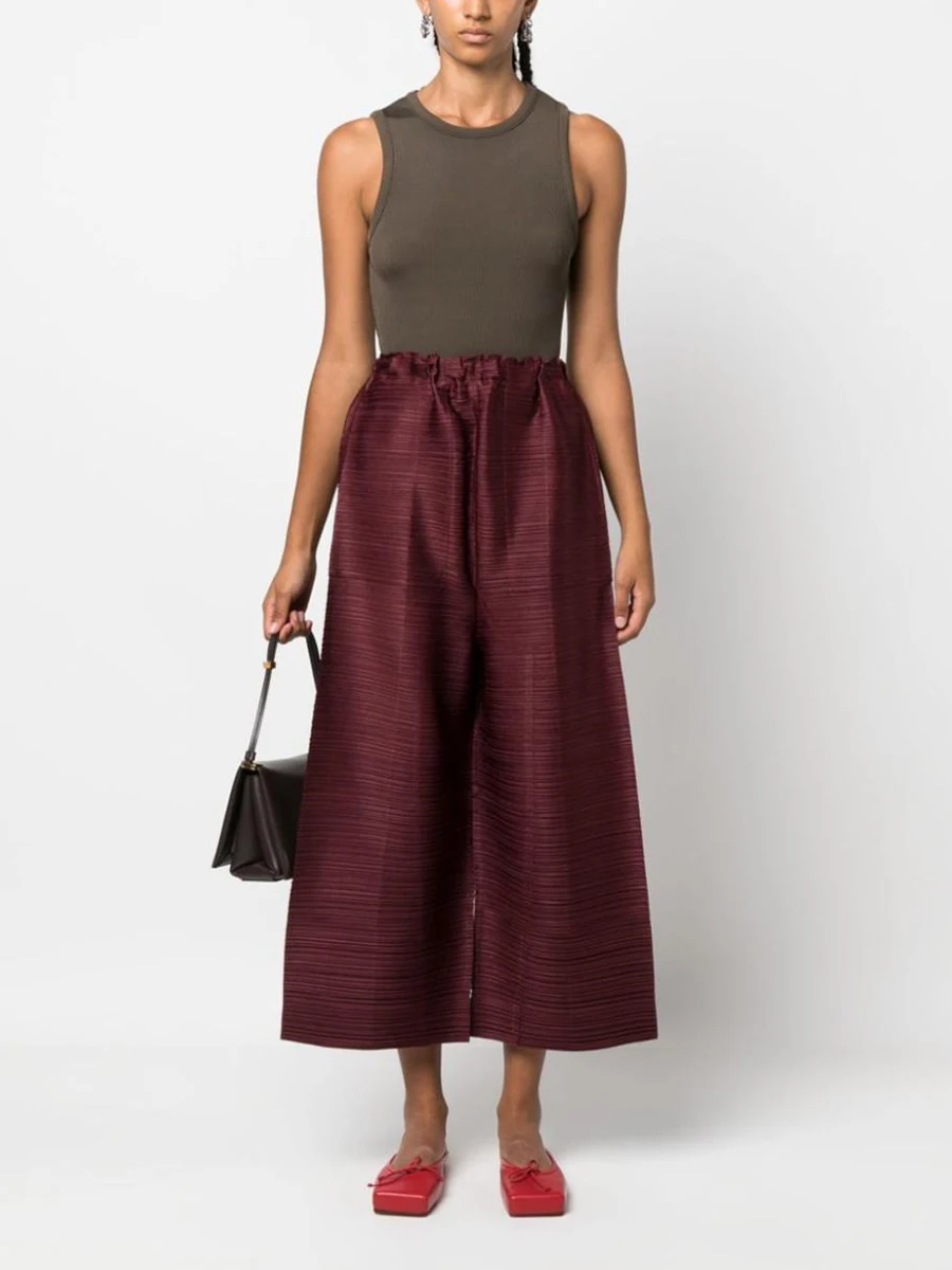 

YUDX Miyake Summer New Women's Slim Pleated Open-ankle Wide-leg Pants 2025 New