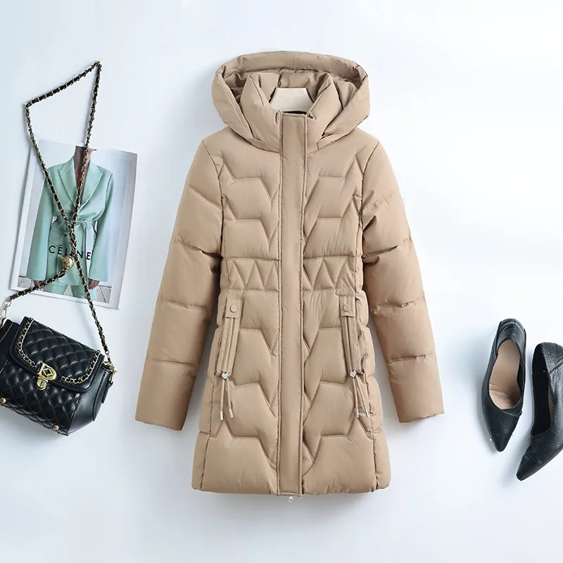 Female Mid Length Thick Warm Parkas Hooded Fashion Windbreaker Padded Outdoor Outwear New Women Down Cotton Coat Winter Jacket
