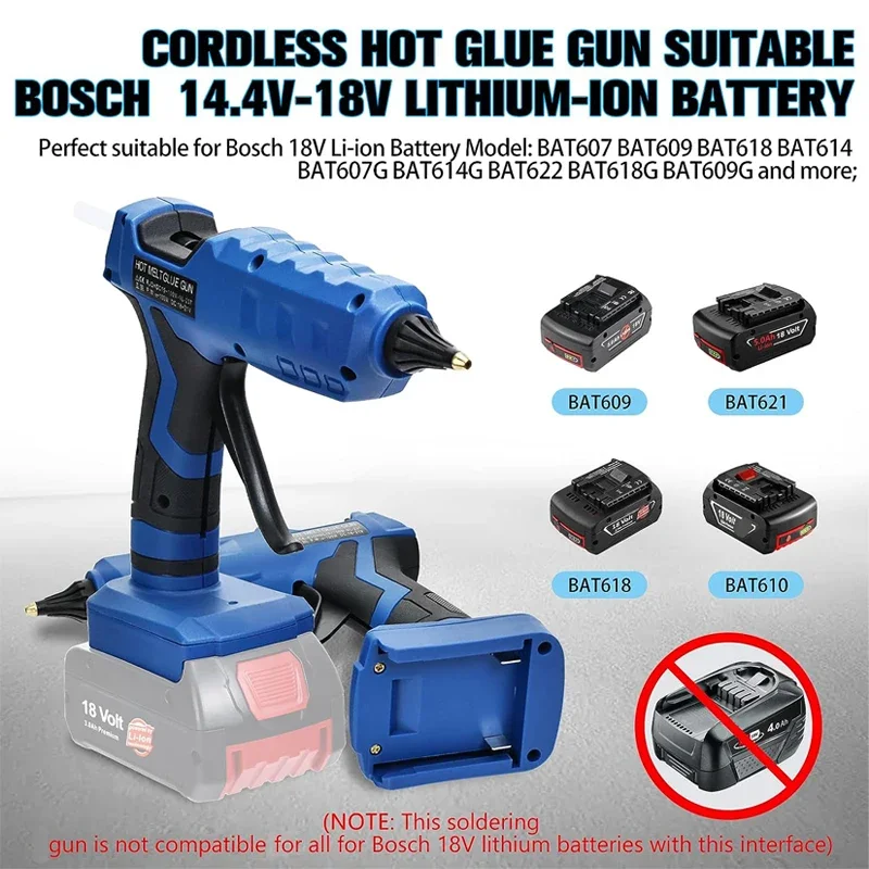 Pistola de cola quente sem fio para bosch 18v/20v bateria li-ion pré-aquecimento rápido pistola de cola quente com 20 peças de ferramentas de reparo