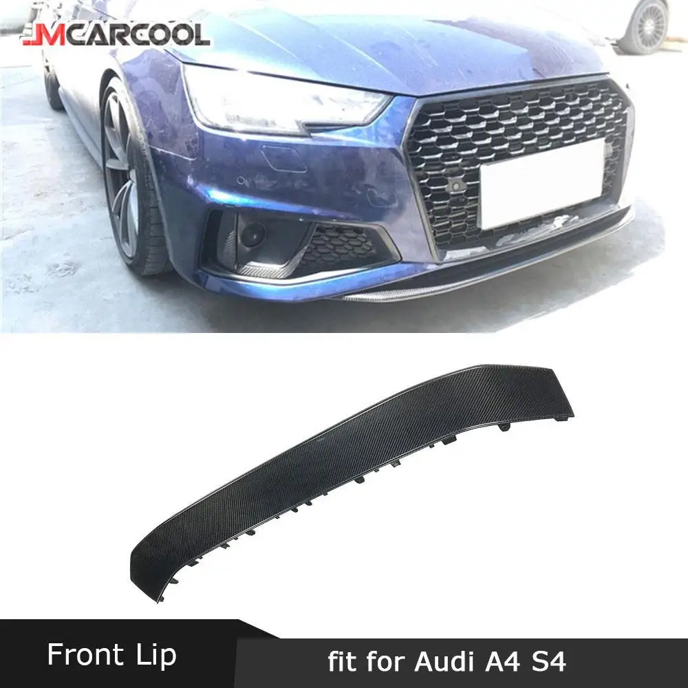 

JMCARCOOL для Audi A4 Sline Sport S4 Sedan 4-дверный 2018 2019 сухой передний бампер из углеродного волокна, спойлер на подбородок, защита головы, стиль автомобиля