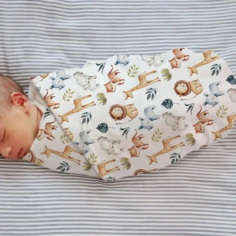 طقم قماط وعصابة رأس للأطفال - بطانيات استقبال مطبوعة لحديثي الولادة. إكسسوارات أطفال. صاحبة أطفال جديدة