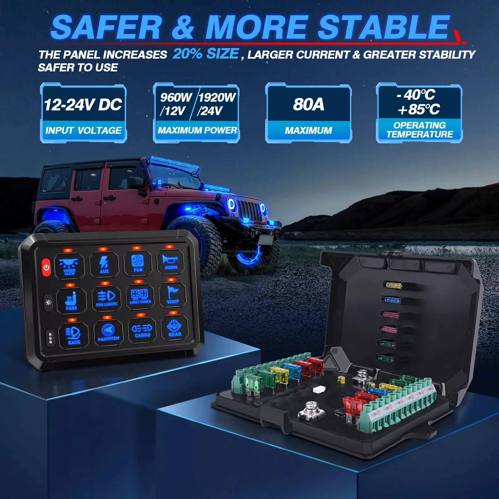 

Универсальная 12-канальная панель управления с реле и подсветкой для автомобиля, система электронного управления цепями, DIY