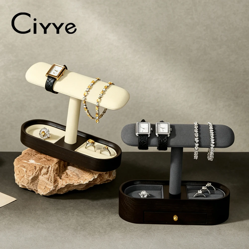 Ciyye Walnut Wood Watch Display Stand Jewelry Organizer Ring Bracelet Necklace Storage Rack Multifunctional Watch Display Props
