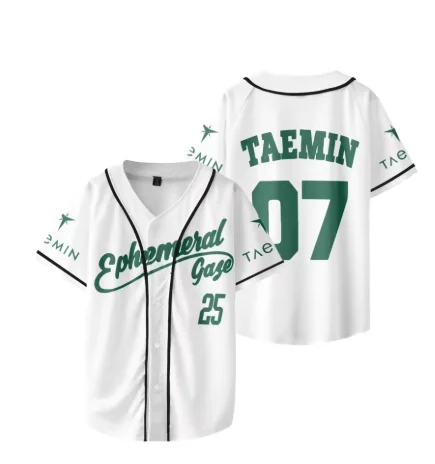 ‎ Джерси Taemin Ephemeral Gaze World Tour 2025 Джерси с коротким рукавом Модная бейсбольная форма рубашки на пуговицах