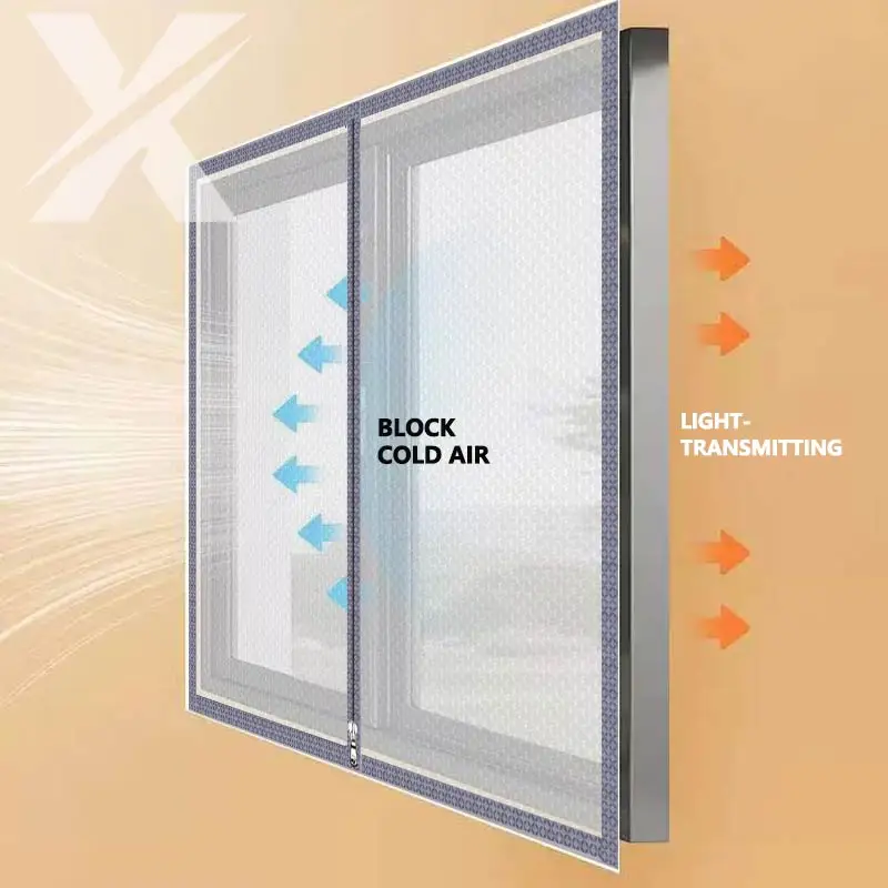 Winter window windproof insulation film curtain double-layer thick bubble film zipper version can be customized without punching