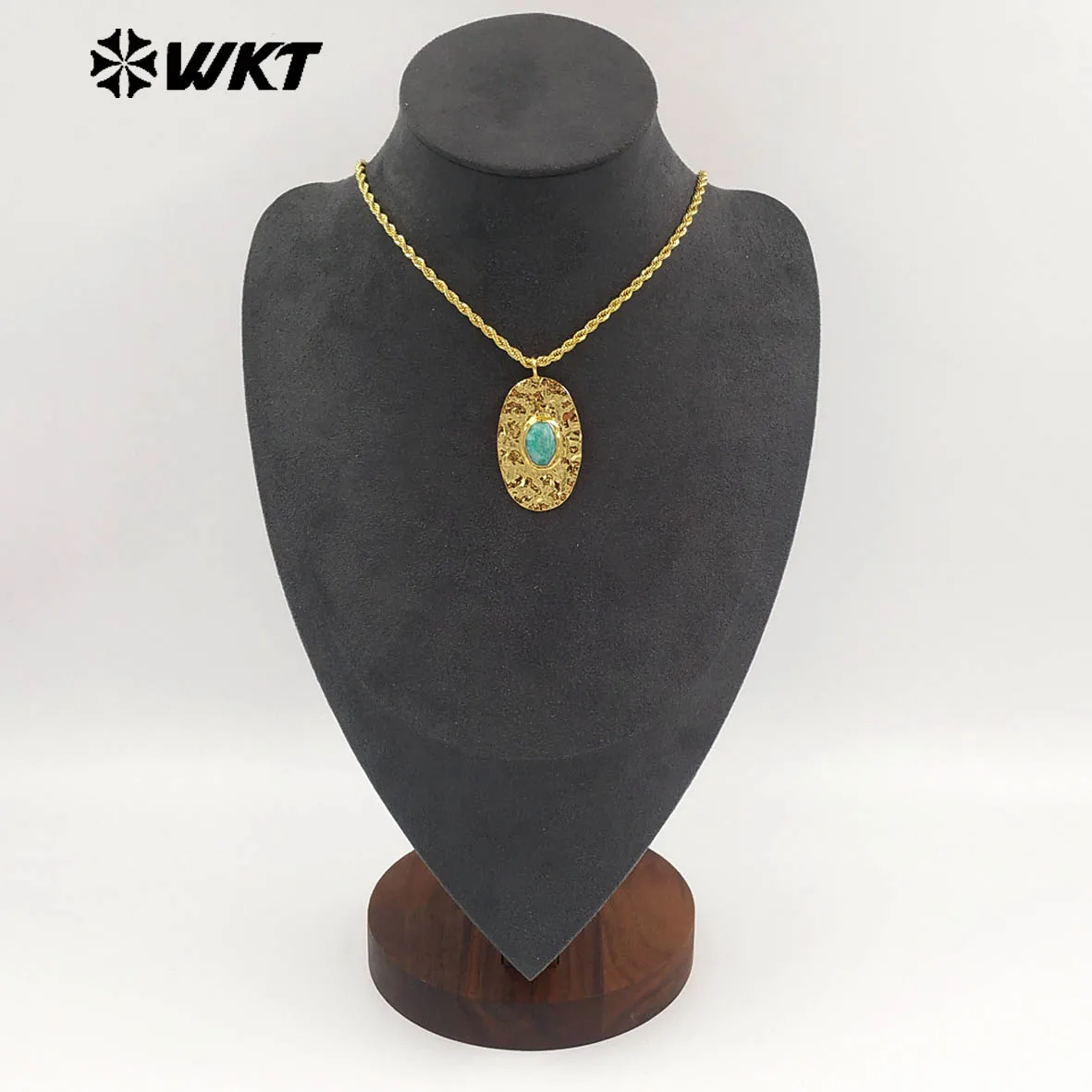 WT-N1538 Minority Gemstone in Middle 18+2inch Necklace With 18k Real Gold Plated For Women Business Jewelry